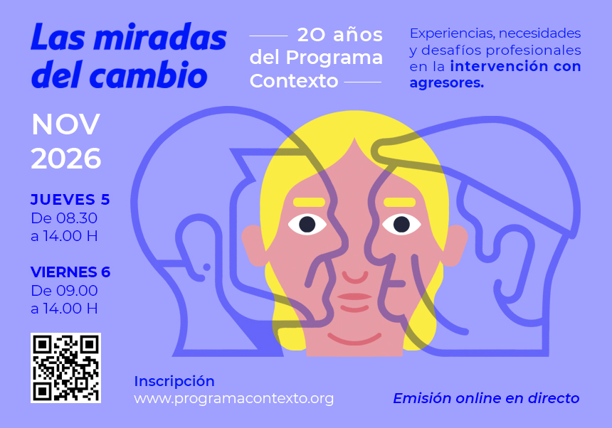 Imatge del esdeveniment:Superposició de rostres en què les mirades de les professionals i dels homes amb qui treballen s'uneixen amb l'objectiu de promoure el canvi i eliminar les conductes violentes.